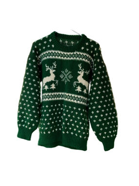 Hand Knit Reindeer Christmas sweater